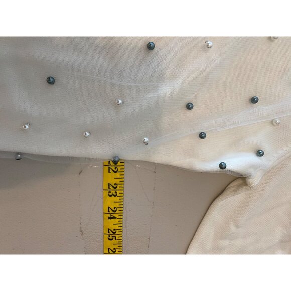 Roz & Ali Embellished Ivory Cardigan Sweater Faux Pearl Detail 3X - Picture 10 of 11